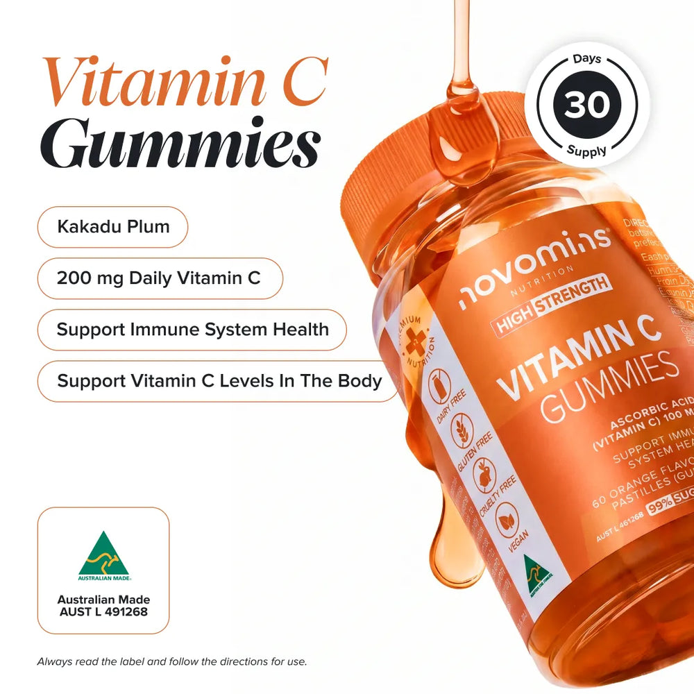 Novomins Vitamin C Gummies ingredients infographic