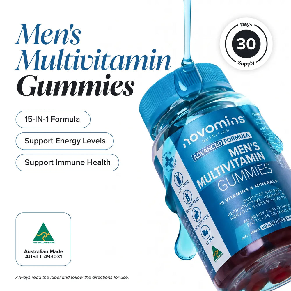 mens multivitamin gummies infographic 15 in 1 formula