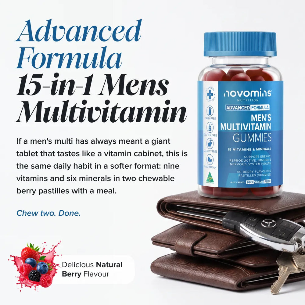 advanced formula novomins mens multivitamin gummies